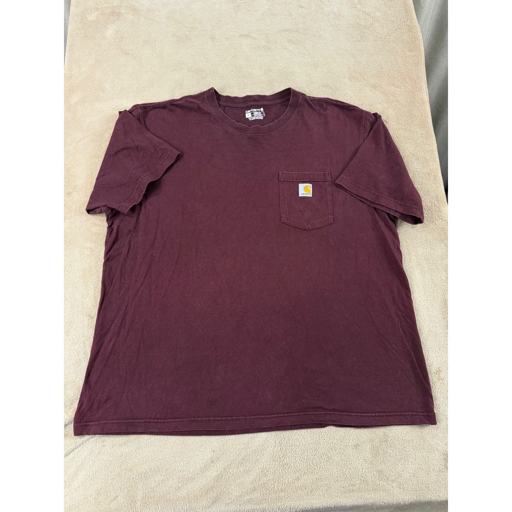 Carhartt K87 Loose Fit‎ Pocket T-Shirt Mens XL Maroon Burgundy Cotton S/S